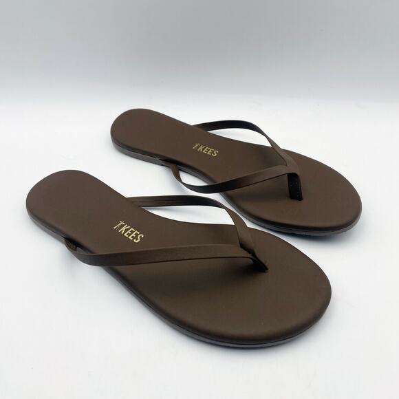 TKEES Womens Lily Square Toe Flip Flop Sandals US 5 B EU 36 Brown Leather NWOB - Picture 7 of 15